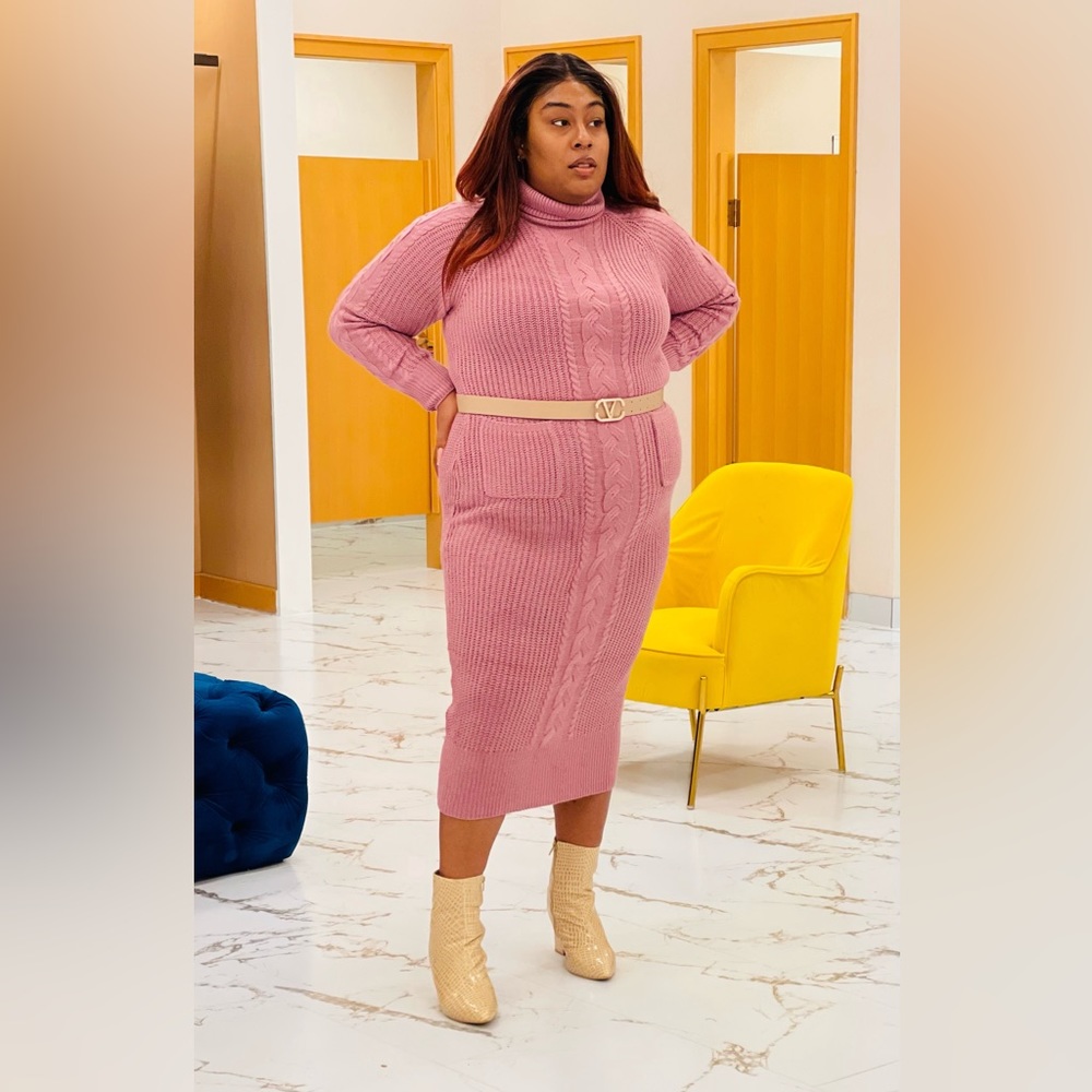 DUSTY ROSE Maxi Cable Knit Sweater Dress